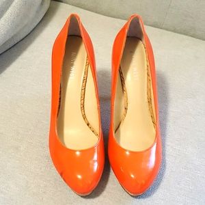 Nine West Orange Patent Heels 6.5